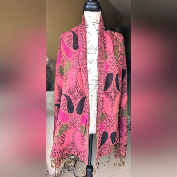 100% PASHMINA Paisley Shawl Scarf - Picture 12 of 16